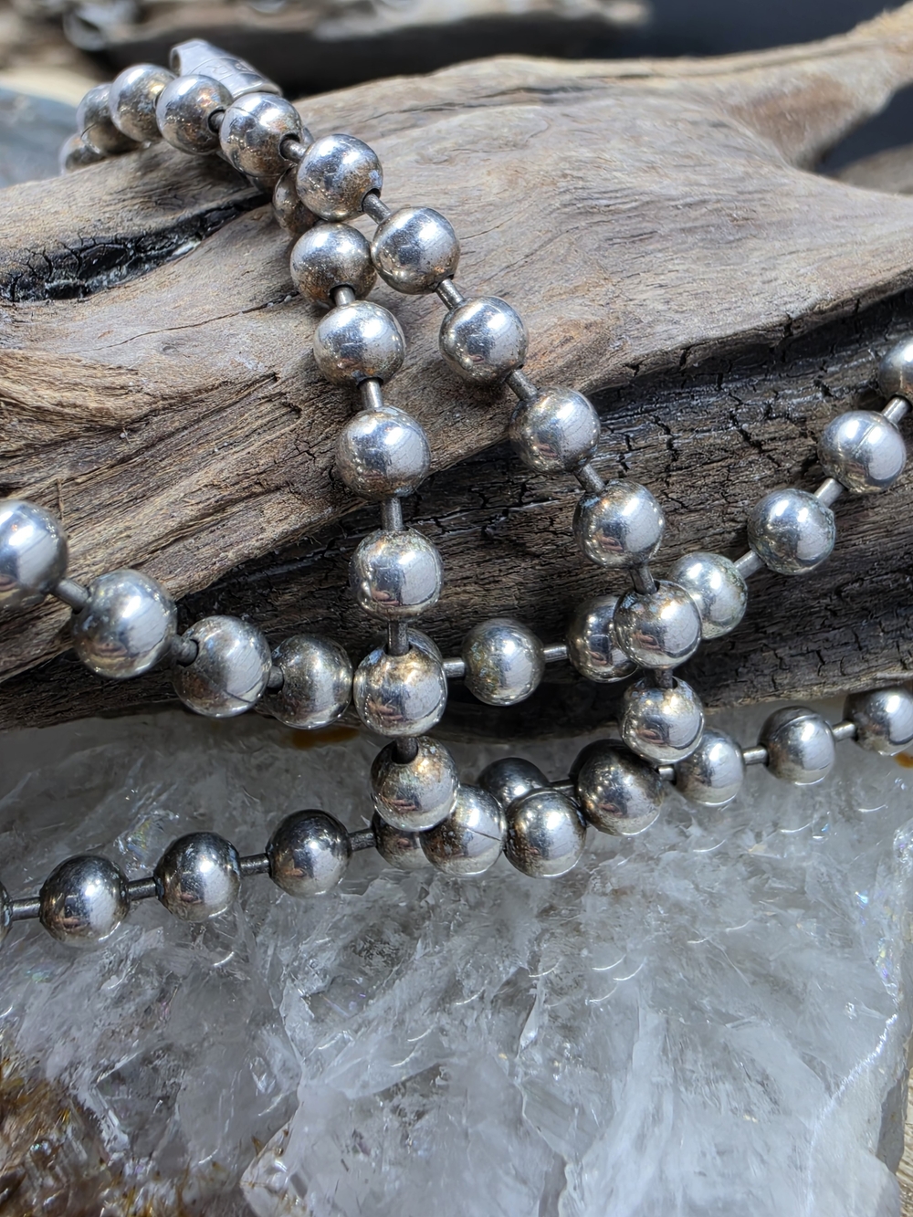 Sterling Silver Bead Necklace - Polished Silver - Picture 2 of 6